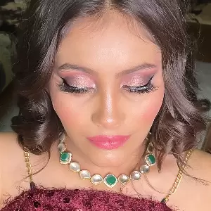 Model showcasing evening makeup look