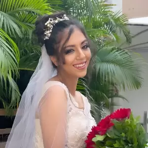 Model showcasing bridal makeup look